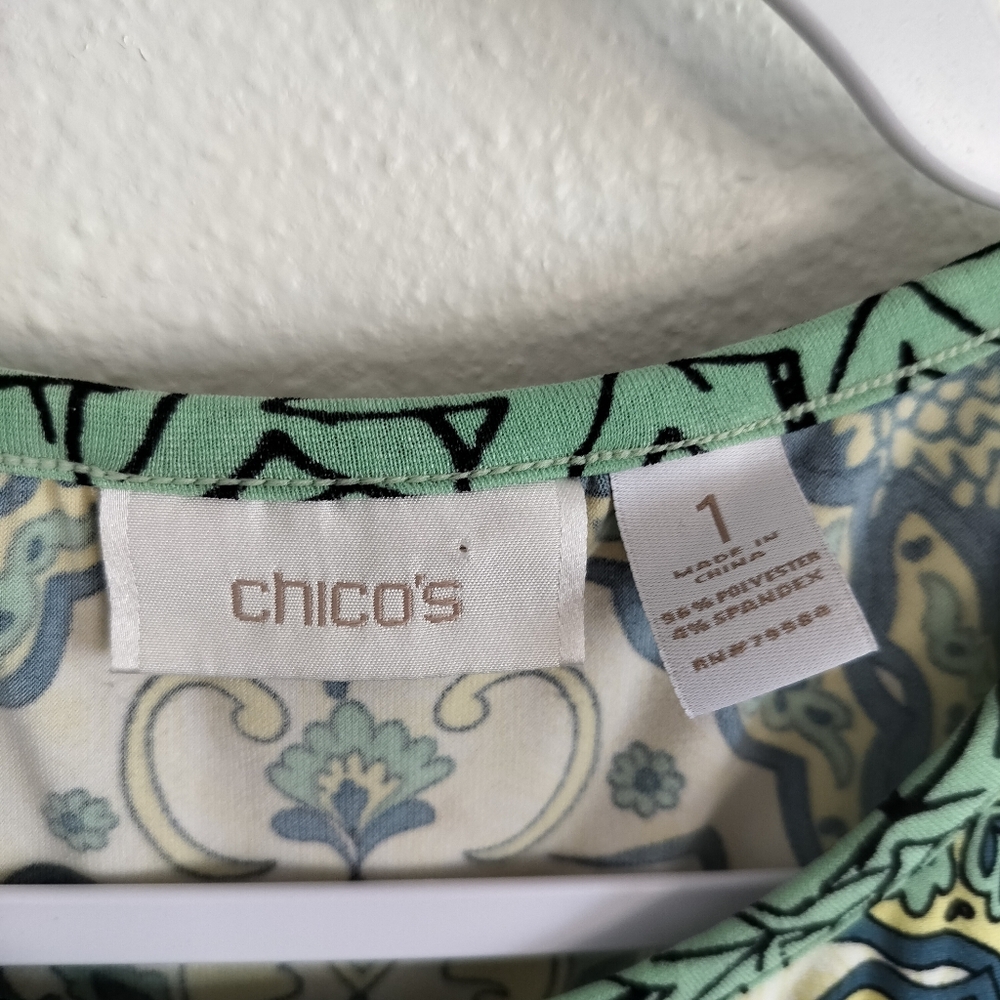 Chicos Mediterranean Waves Maxi Dress Size‎ 1 (US8) Boho Resort Chic Vacation - Picture 2 of 10